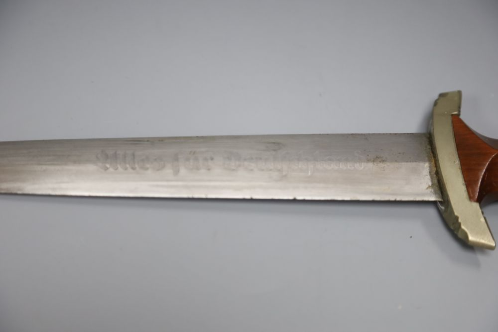 A German WW2  SA dagger by Gust. Weyersberg, Solingen, the 22cm blade inscribed 